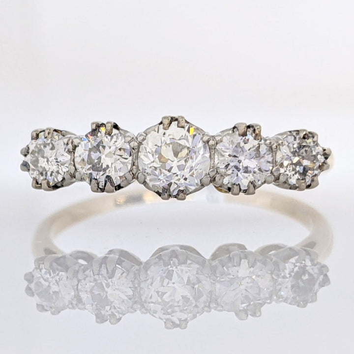 14K .85 CARAT TOTAL WEIGHT I1 I-J DIAMOND ROUND (5) ESTATE BAND 2.5 GRAMS