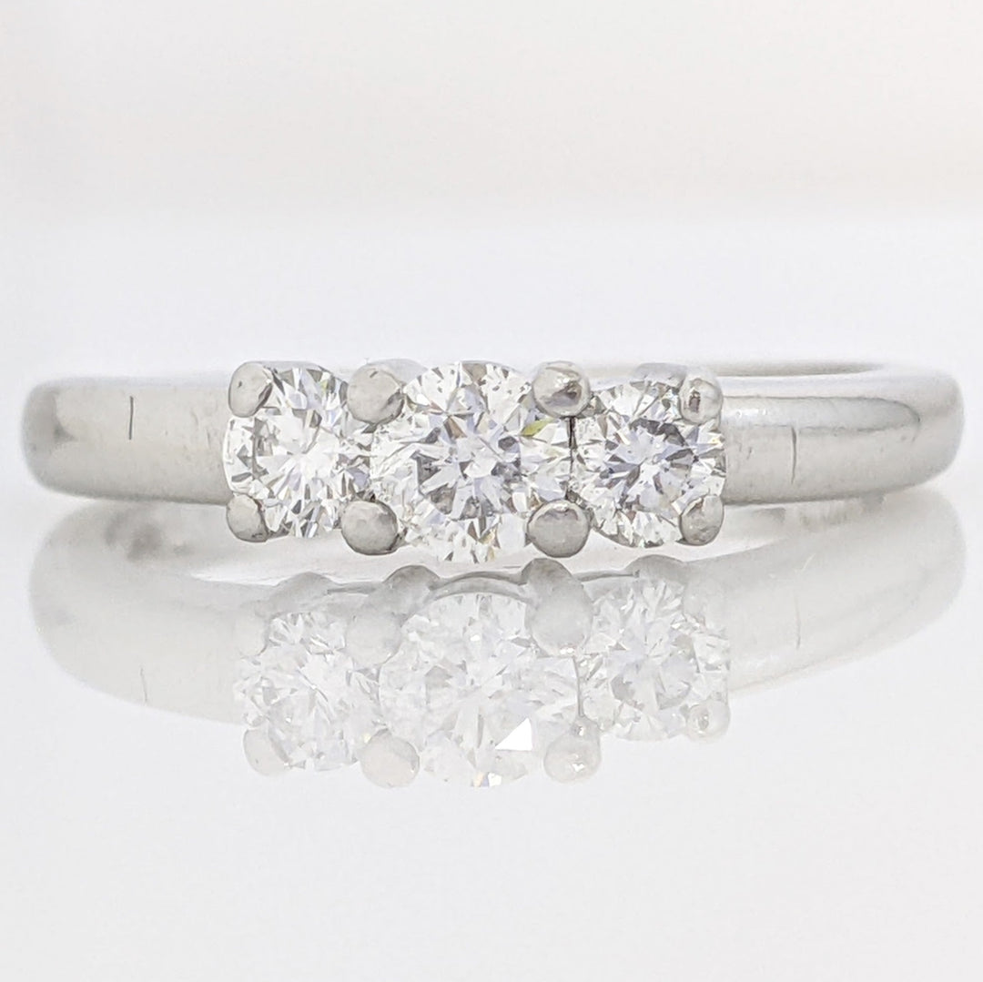 PLATINUM .42 CARAT TOTAL WEIGHT I1 H DIAMOND ROUND (3) TRINITY ESTATE RING 4.7 GRAMS