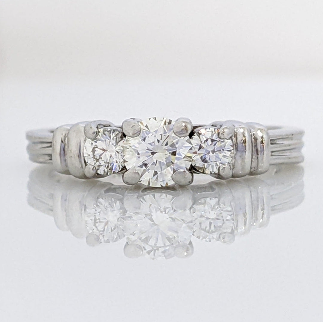 PLATINUM .44 CARAT TOTAL WEIGHT SI2 I DIAMOND ROUND (3) TRINITY ESTATE RING 4.4 GRAMS