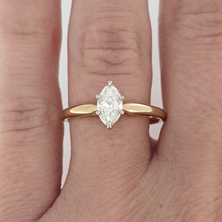 14K .45 CARAT TOTAL SI2 G DIAMOND MARQUISE ESTATE RING 2.0 GRAMS