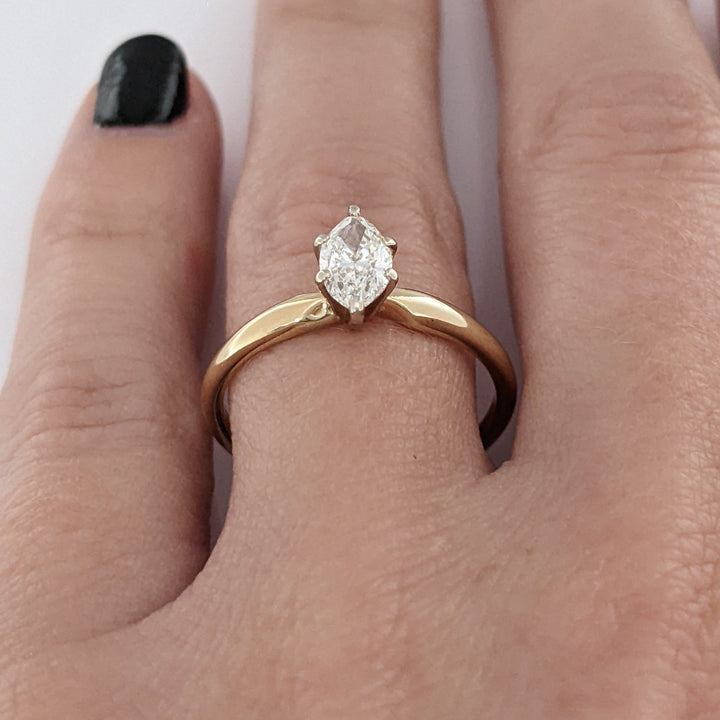 14K .45 CARAT TOTAL SI2 G DIAMOND MARQUISE ESTATE RING 2.0 GRAMS