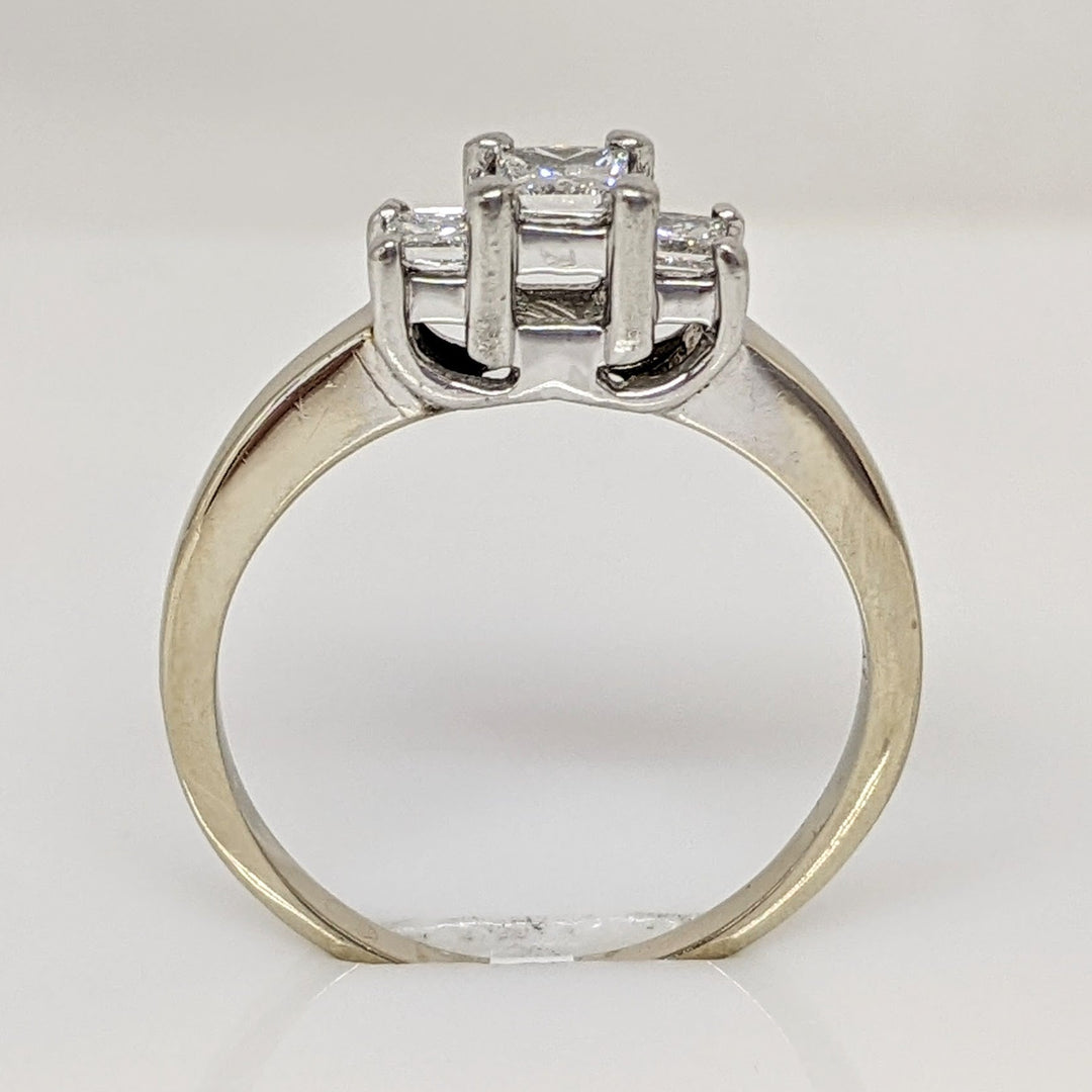 14K WHITE/PLATINUM .43 CARAT TOTAL WEIGHT SI2 G DIAMOND PRINCESS CUT (3) TRINITY ESTATE RING 3.4 GRAMS