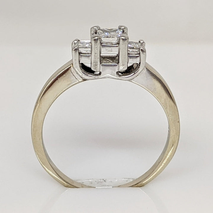14K WHITE/PLATINUM .43 CARAT TOTAL WEIGHT SI2 G DIAMOND PRINCESS CUT (3) TRINITY ESTATE RING 3.4 GRAMS