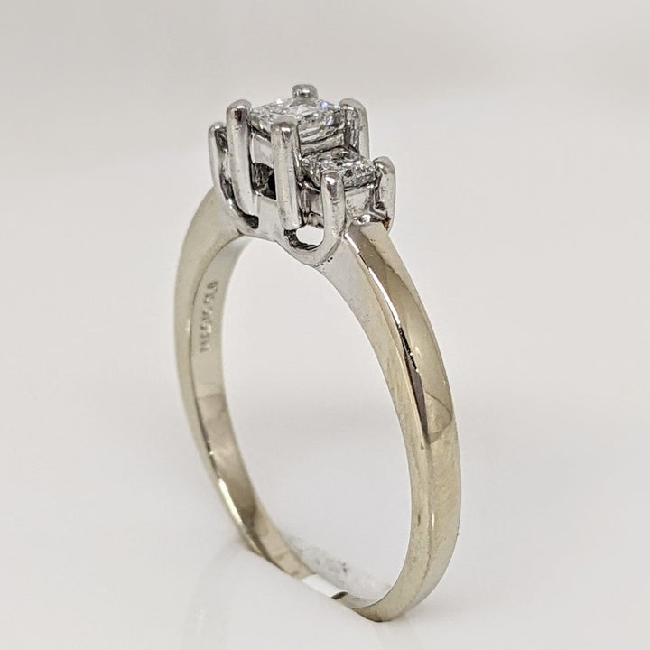 14K WHITE/PLATINUM .43 CARAT TOTAL WEIGHT SI2 G DIAMOND PRINCESS CUT (3) TRINITY ESTATE RING 3.4 GRAMS