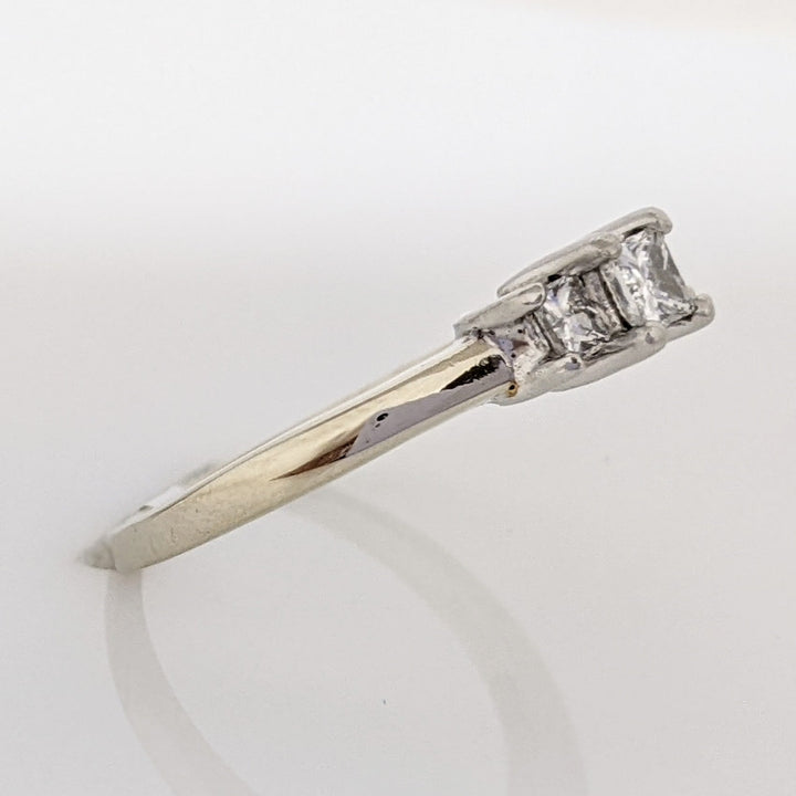 14K WHITE/PLATINUM .43 CARAT TOTAL WEIGHT SI2 G DIAMOND PRINCESS CUT (3) TRINITY ESTATE RING 3.4 GRAMS