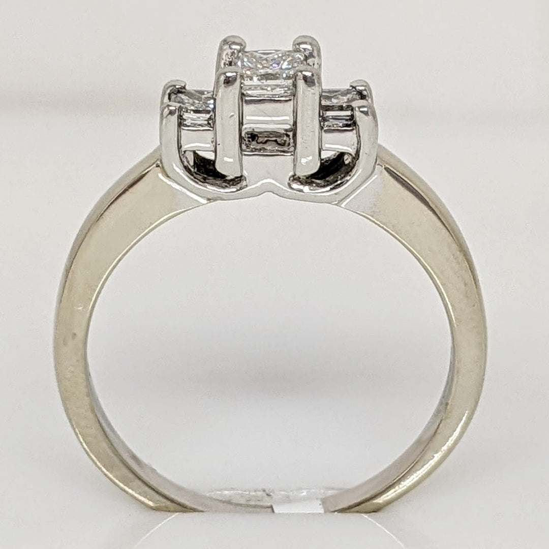 14K WHITE/PLATINUM .48 CARAT TOTAL WEIGHT SI2 H DIAMOND PRINCESS CUT (3) TRINITY ESTATE RING 3.9 GRAMS