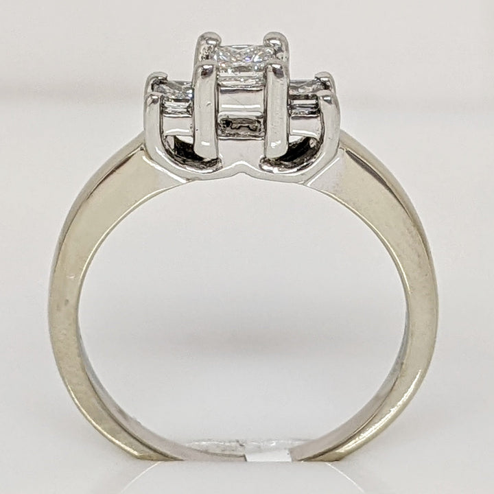 14K WHITE/PLATINUM .48 CARAT TOTAL WEIGHT SI2 H DIAMOND PRINCESS CUT (3) TRINITY ESTATE RING 3.9 GRAMS