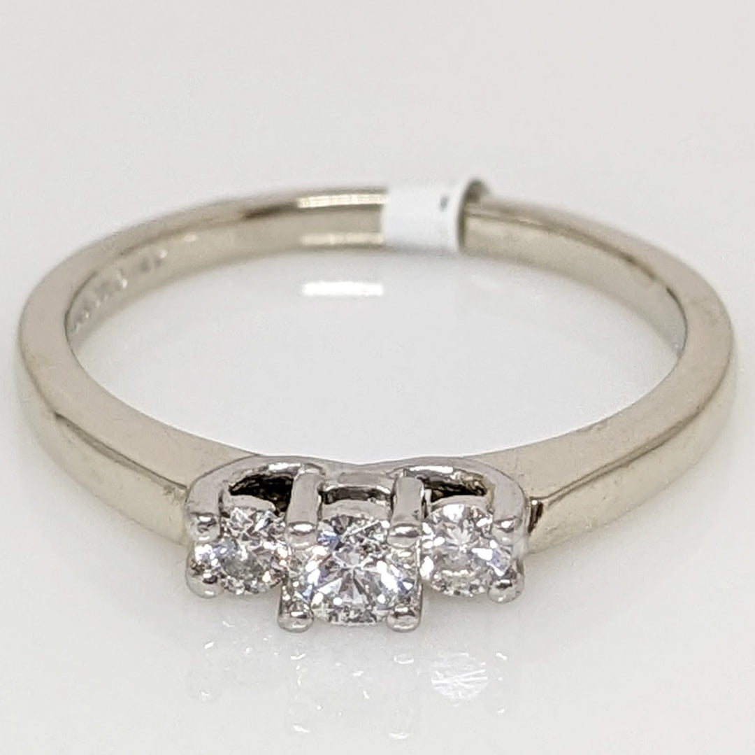 14K WHITE/PLATINUM .42 CARAT TOTAL WEIGHT I1 G DIAMOND ROUND (3) TRINITY ESTATE RING 3.4 GRAMS
