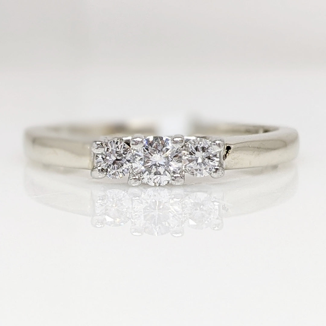 14K WHITE/PLATINUM .42 CARAT TOTAL WEIGHT I1 G DIAMOND ROUND (3) TRINITY ESTATE RING 3.4 GRAMS