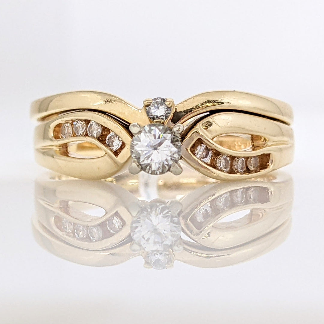 14K .25 CARAT TOTAL WEIGHT ROUND I1 H WITH (9) ROUND .06 TOTAL WEIGHT ESTATE SET 5.5 GRAMS