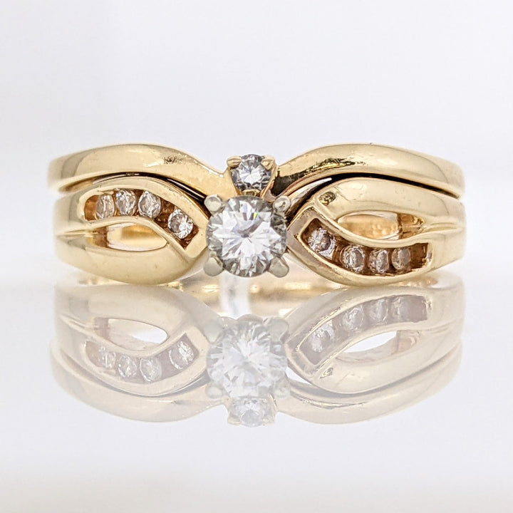 14K .25 CARAT TOTAL WEIGHT ROUND I1 H WITH (9) ROUND .06 TOTAL WEIGHT ESTATE SET 5.5 GRAMS