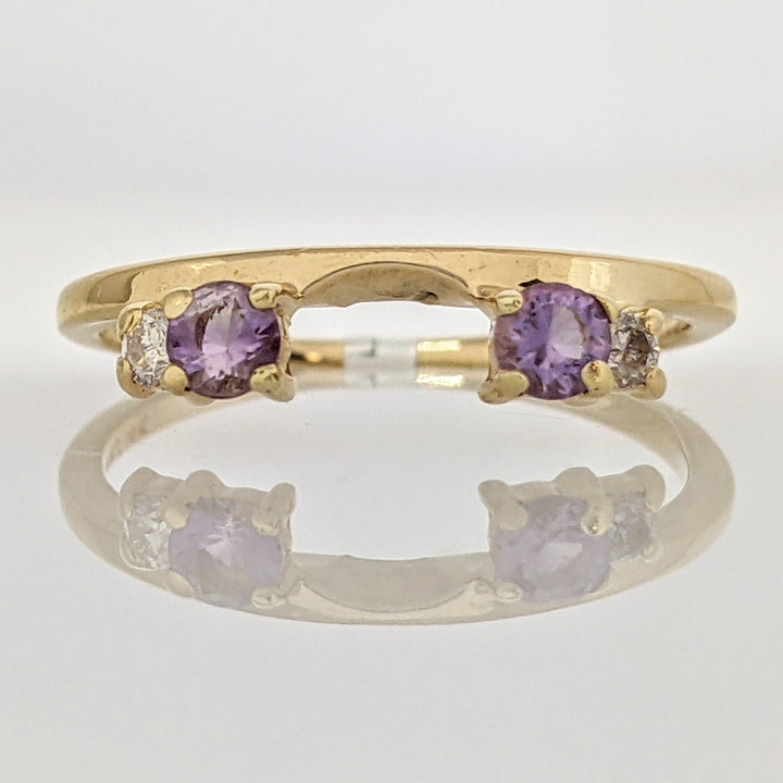 14K AMETHYST ROUND 3MM (2) WITH (2) MELEE ESTATE WRAP 1.7 GRAMS