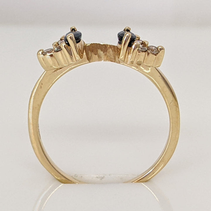 14K SAPPHIRE MARQUISE (2) WITH .12 CARAT TOTAL WEIGHT I1 I DIAMOND ROUND (6) ESTATE WRAP 2.1 GRAMS