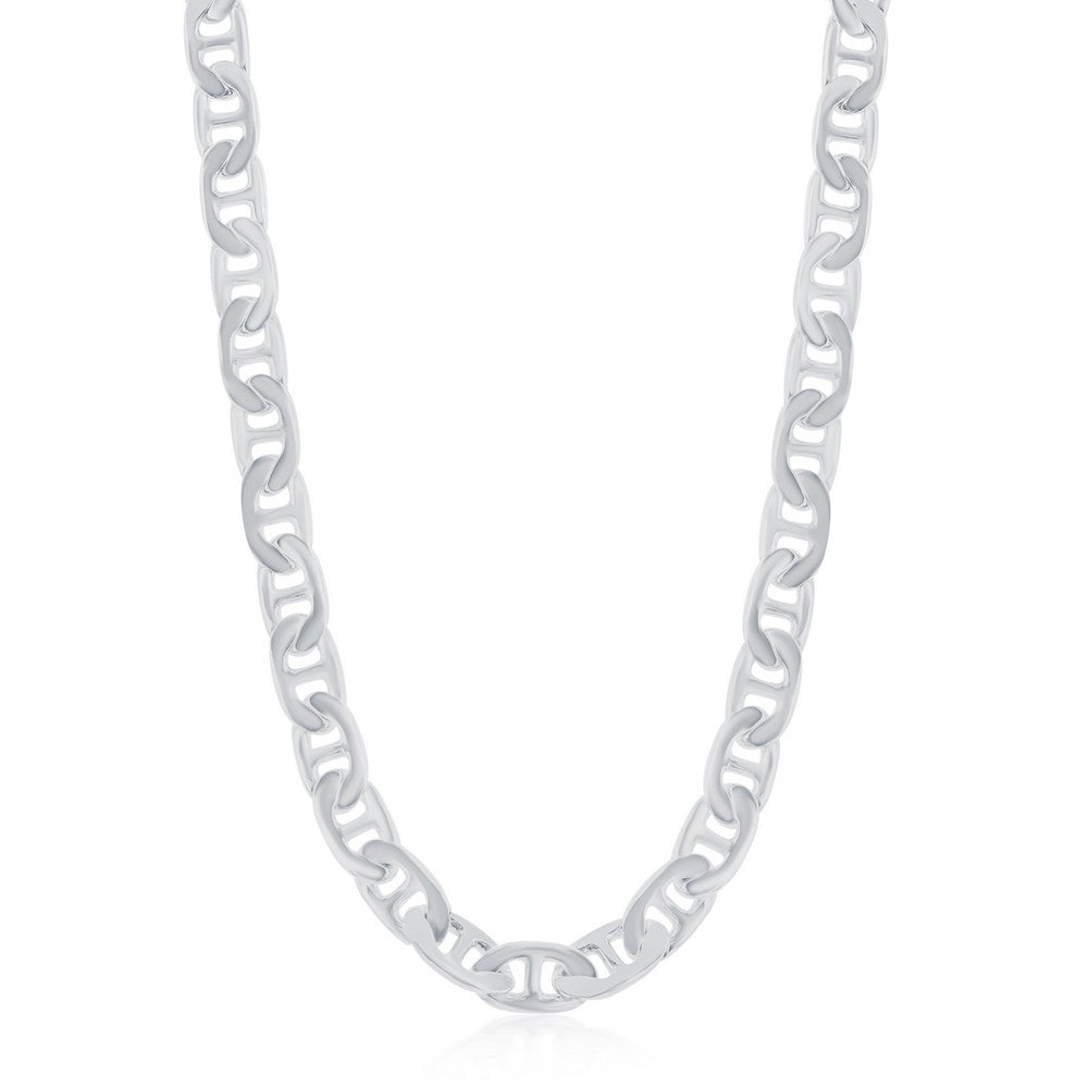 Sterling Silver Flat Marina Chain Rhodium Plated