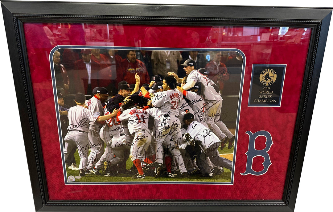 Red Sox 2004 World Series Champions Autographed 16x20 Framed Photo - COA Mounted Memories
