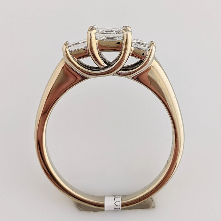 14K WHITE 1.01 CARAT TOTAL WEIGHT VS2 G DIAMOND PRINCESS CUT (3) ESTATE TRINITY RING 4.0 GRAMS
