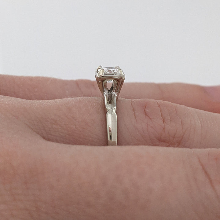 14K WHITE .38 CARAT TOTAL VS2 I DIAMOND ROUND ILLUSION HEAD ESTATE RING 2.2 GRAMS