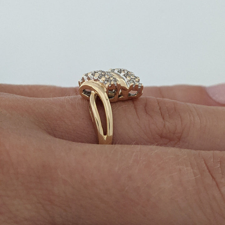 14K .15 CARAT TOTAL WEIGHT SI2 H DIAMOND MINE CUT (20) ESTATE CLUSTER RING 3.3 GRAMS