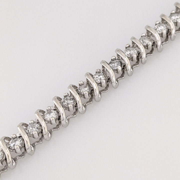 10K WHITE 4.00 CARAT TOTAL WEIGHT I2 G DIAMOND ROUND (40) ESTATE BRACELET 14.0 GRAMS