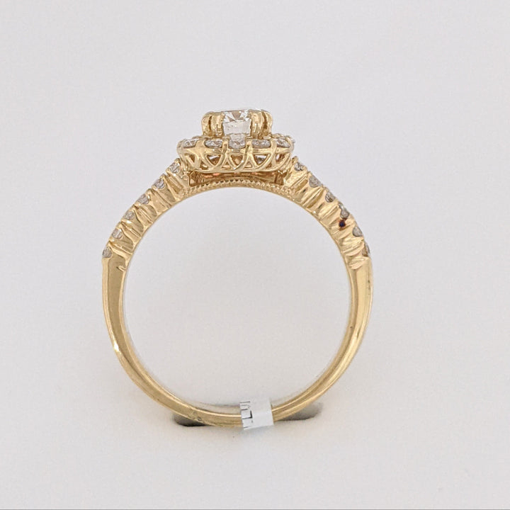 14K .60 CARAT TOTAL SI1 F DIAMOND ROUND WITH .47 DIAMOND TOTAL WEIGHT MOUNTING AND .23 DIAMOND TOTAL WEIGHT BAND ESTATE SET 4.5 GRAMS