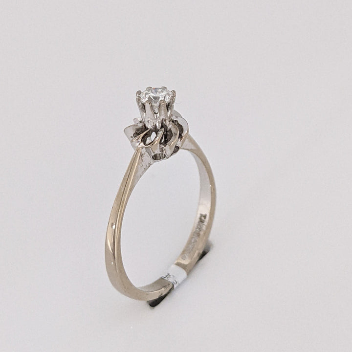 18K WHITE .20 CARAT TOTAL VS2 G DIAMOND ROUND SWIRL TOP ESTATE RING 2.3 GRAMS