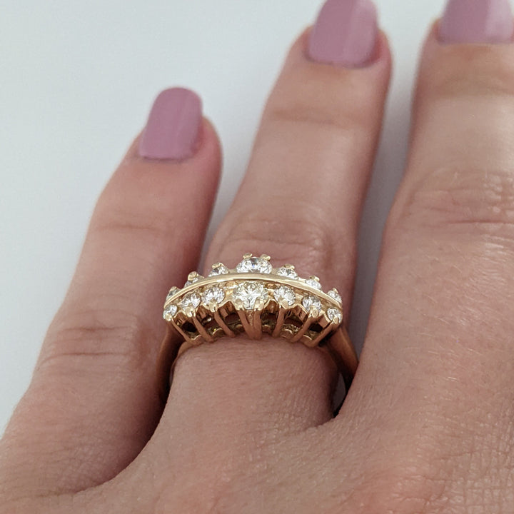 14K .61 CARAT TOTAL WEIGHT SI1 K DIAMOND ROUND (14) ESTATE RING 3.8 GRAMS