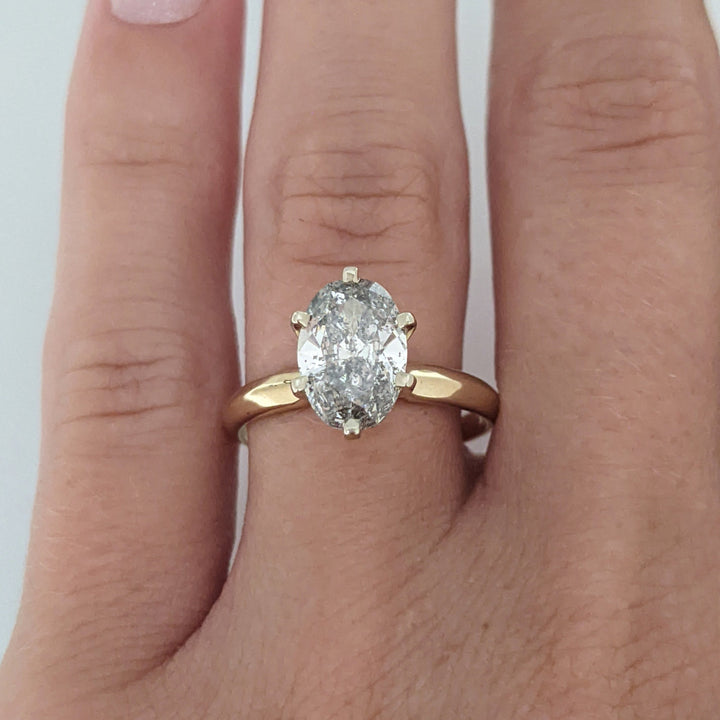 14K 1.30 CARAT TOTAL I3 I DIAMOND OVAL ESTATE RING 2.7 GRAMS