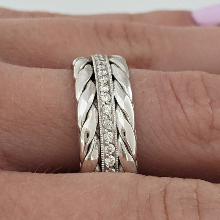 14K WHITE .88 CARAT TOTAL WEIGHT VS2 I DIAMOND ROUND (88) ETERNITY BAND 12.0 GRAMS