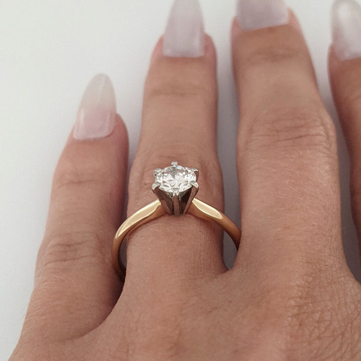 14K .71 CARAT TOTAL SI2 H DIAMOND ROUND 6-PRONG SOLITAIRE ESTATE RING 2.8 GRAMS