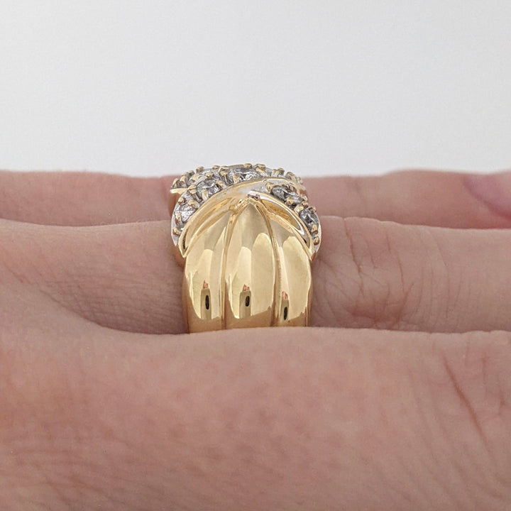 14K .51 CARAT TOTAL WEIGHT I1 I DIAMOND ROUND (9) "X" ESTATE BAND 7.0 GRAMS