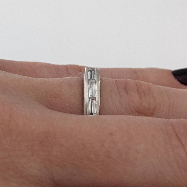 PLATINUM .50 CARAT TOTAL WEIGHT VS1 D DIAMOND BAGUETTE (5) ESTATE CHANNEL SET BAND 6.3 GRAMS
