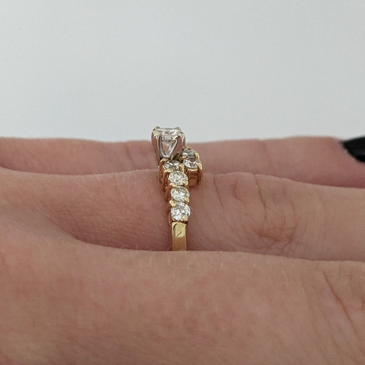 14K .51 CARAT TOTAL WEIGHT I1 J DIAMOND ROUND (11) BYPASS ESTATE RING 2.6 GRAMS
