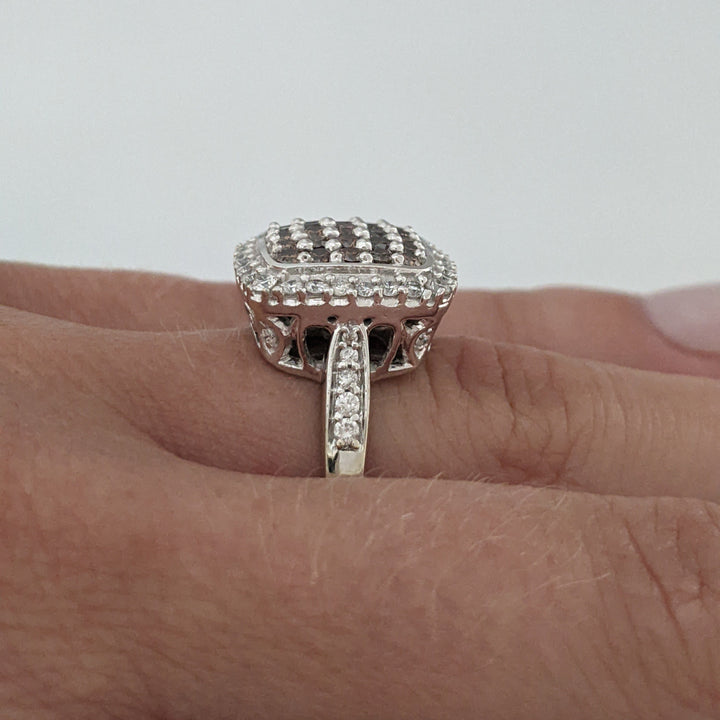 10K 1.03 CARAT TOTAL WEIGHT I1 H DIAMOND ROUND BROWN (25) WHITE (42) ESTATE RING 5.5 GRAMS