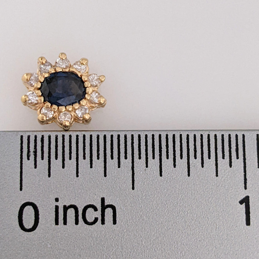 14K SAPPHIRE OVAL 4X5 (2) WITH .35 DIAMOND TOTAL WEIGHT (20) ESTATE EARRINGS 2.7 GRAMS