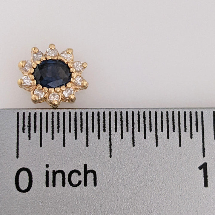 14K SAPPHIRE OVAL 4X5 (2) WITH .35 DIAMOND TOTAL WEIGHT (20) ESTATE EARRINGS 2.7 GRAMS