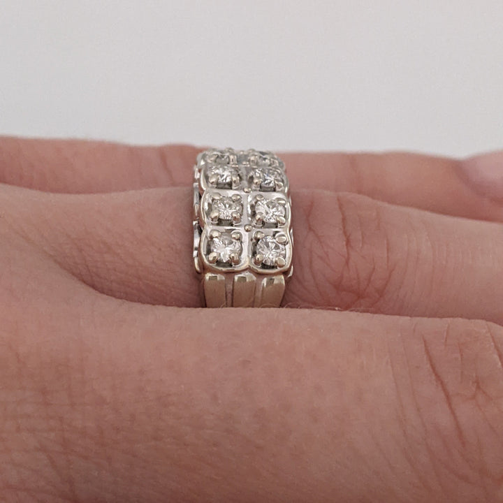 14K WHITE .50 CARAT TOTAL WEIGHT I1 I-K DIAMOND ROUND (10) 2-ROW ESTATE BAND 4.7 GRAMS