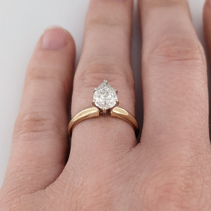 14k .80 CARAT TOTAL I1 H DIAMOND PEAR ESTATE RING 1.9 GRAMS