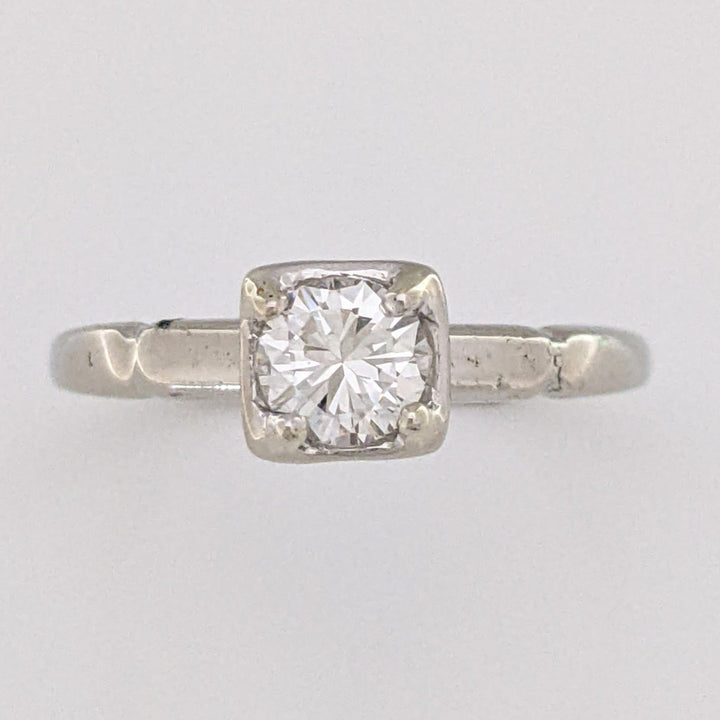 14K WHITE .38 CARAT TOTAL VS2 I DIAMOND ROUND ILLUSION HEAD ESTATE RING 2.2 GRAMS