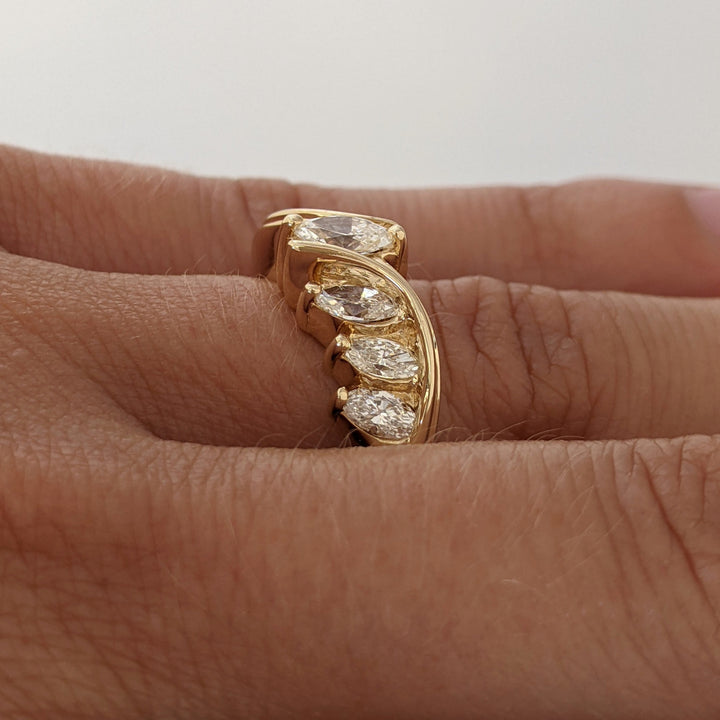 14K 1.01 CARAT TOTAL WEIGHT SI I (7) MARQUISE DIAMOND ESTATE BAND 5.4 GRAMS