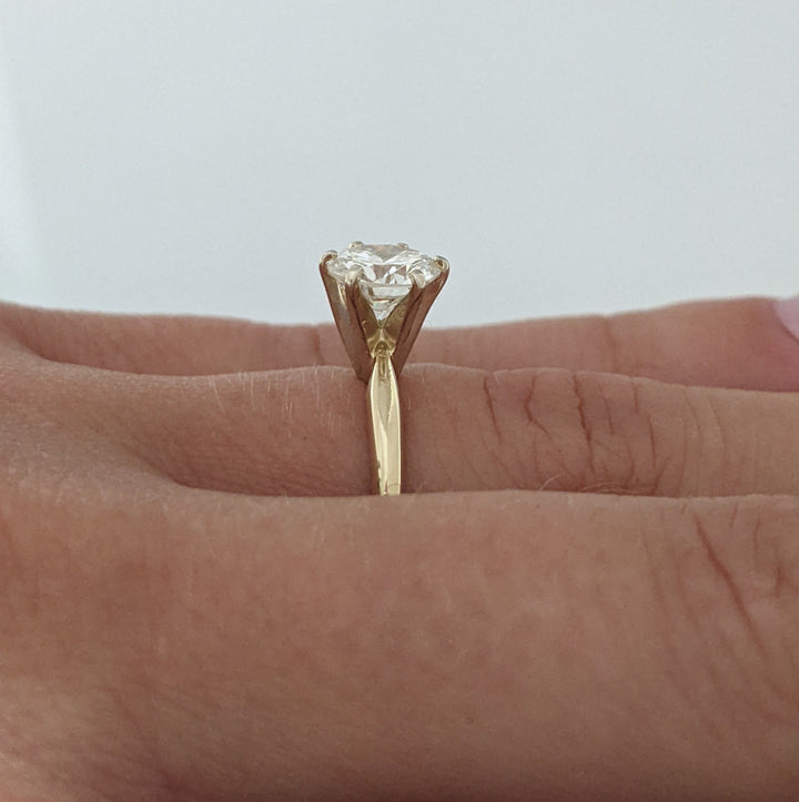 14K 1.05 CARAT TOTAL VVS1 H DIAMOND ROUND SOLITAIRE 6-PRONG ESTATE RING 1.9 GRAMS