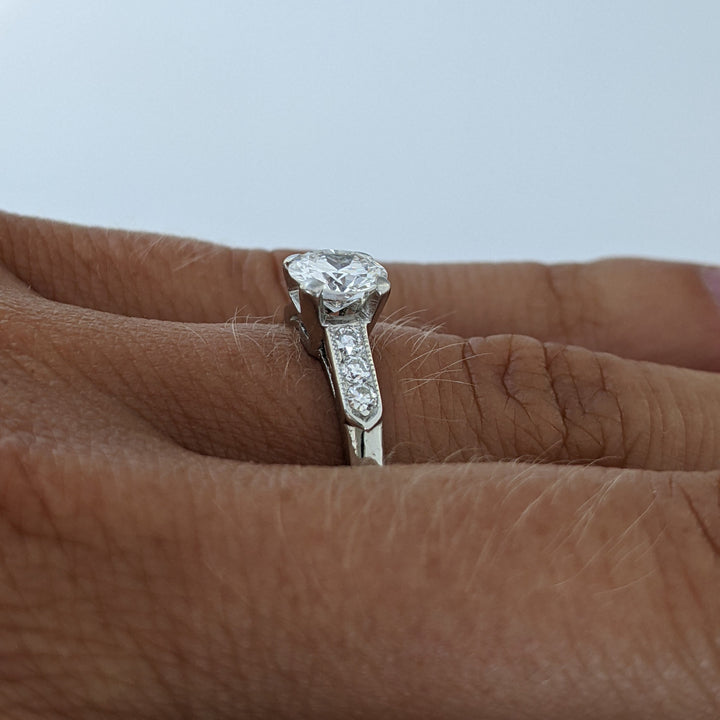PLATINUM .75 CARAT TOTAL WEIGHT SI1 G DIAMOND ROUND (7) ESTATE RING 2.9 GRAMS