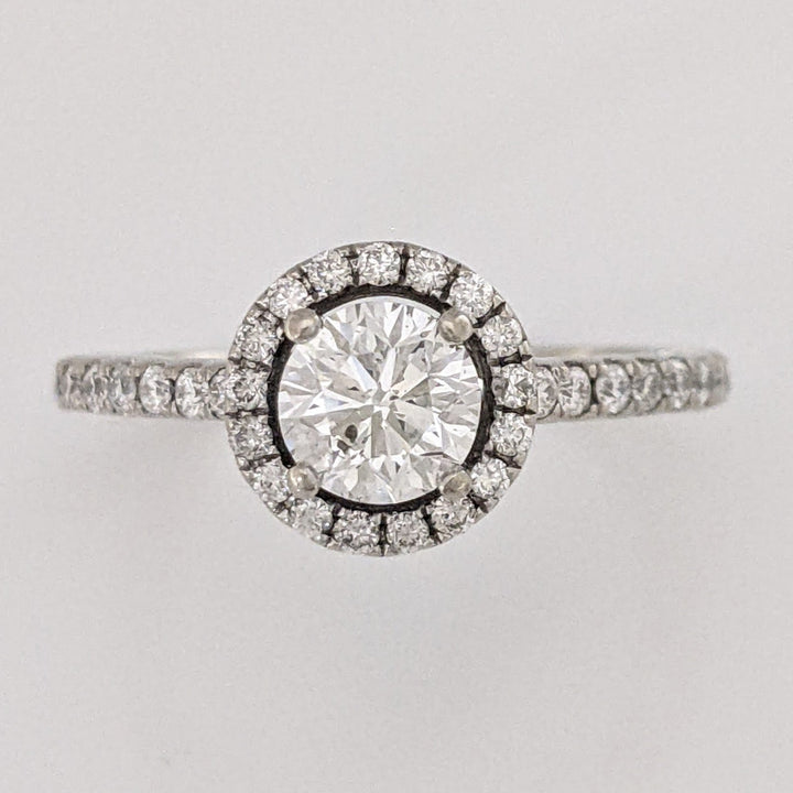 14K 1.11 CARAT TOTAL WEIGHT SI2 F DIAMOND ROUND (36) ESTATE HALO RING 3.0 GRAMS