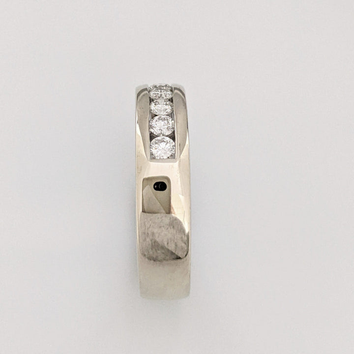 14K WHITE .62 CARAT TOTAL WEIGHT I1 I DIAMOND ROUND (7) ESTATE "LEO" CHANNEL-SET BAND 8.8 GRAMS