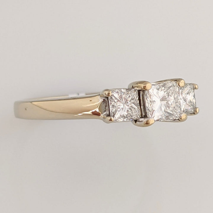 14K WHITE 1.01 CARAT TOTAL WEIGHT VS2 G DIAMOND PRINCESS CUT (3) ESTATE TRINITY RING 4.0 GRAMS