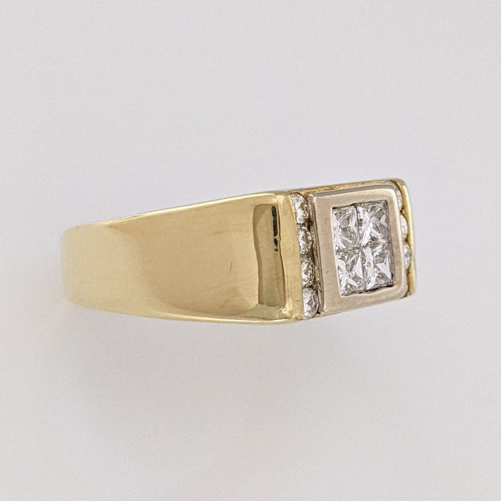 18K .80 CARAT TOTAL WEIGHT SI1 H DIAMOND PRINCESS CUT (4) ROUND (8) ESTATE RING 7.9 GRAMS