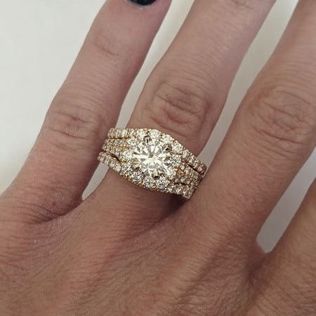 14K 3.17 CARAT TOTAL WEIGHT VVS2-SI2 F-G DIAMOND ROUND (77) HALO NEIL LANE RING 11.9 GRAMS