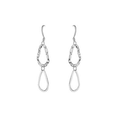 Sterling Silver Hammered and Regular Teardrop Shape Earrings