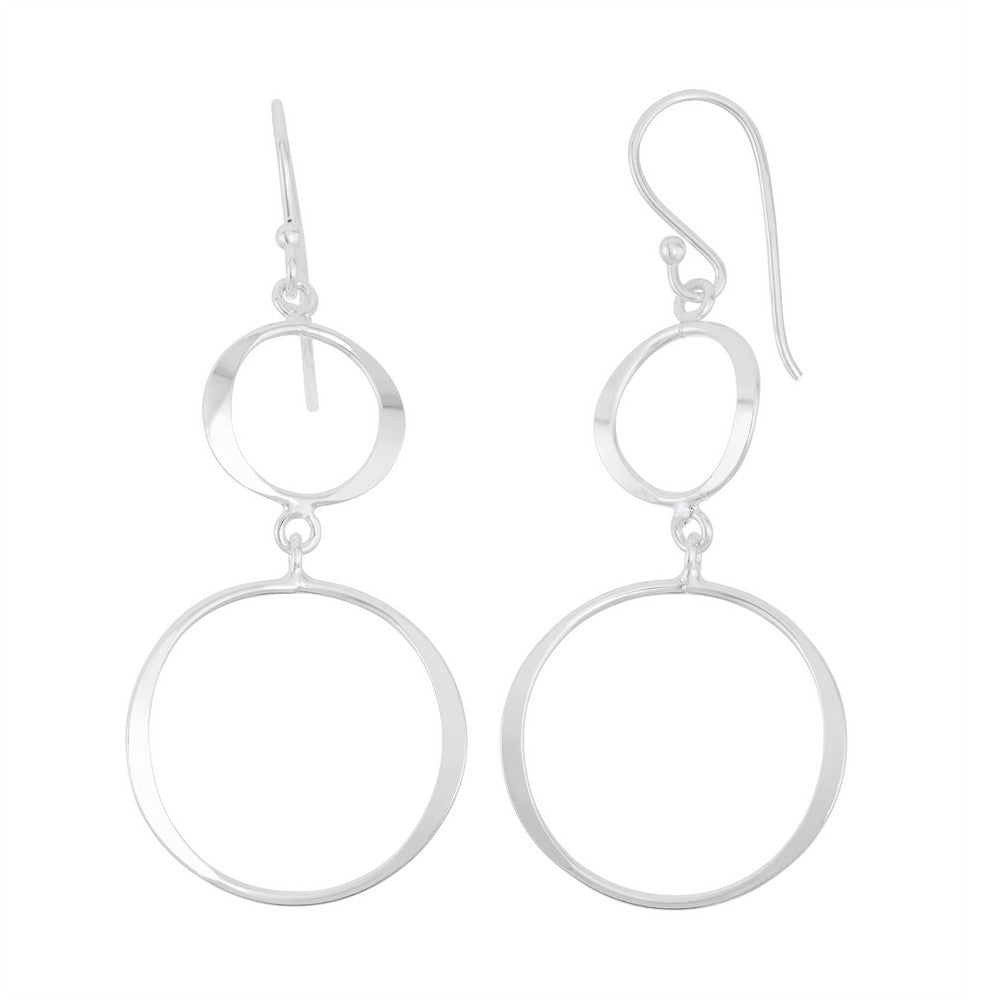 Sterling Silver Small and Large Open Wavy Circles Earrings
