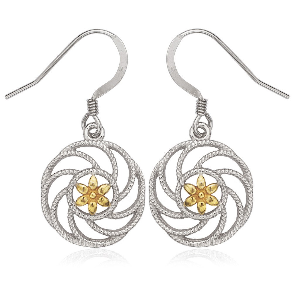 Sterling Silver Flower with Center GP Flower Earrings