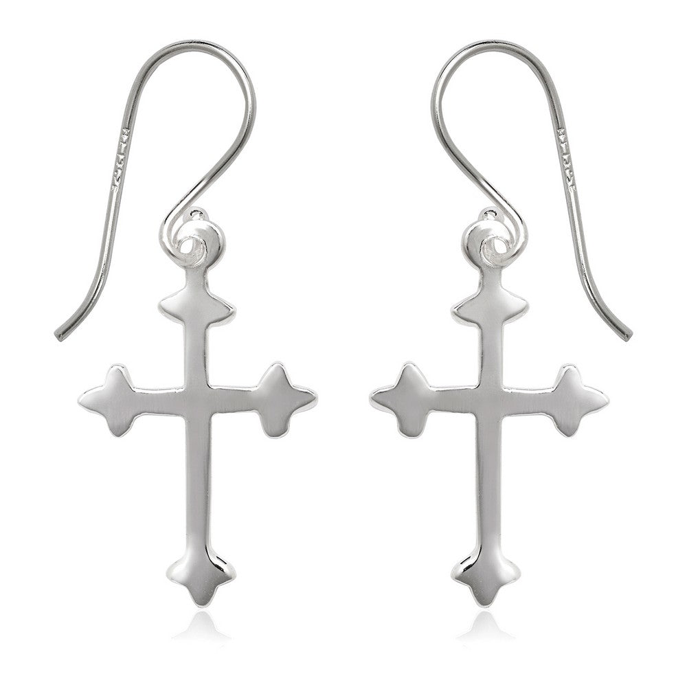 Sterling Silver Flat Cross Earrings